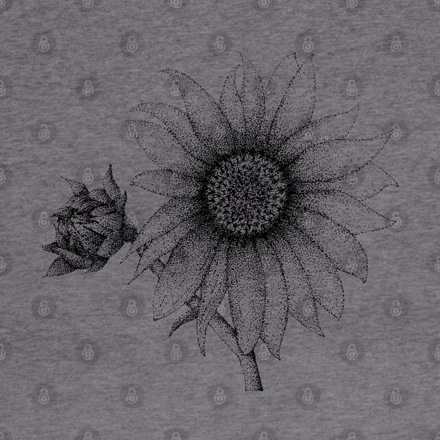Pointillism Sunflower Illustration by Bluest